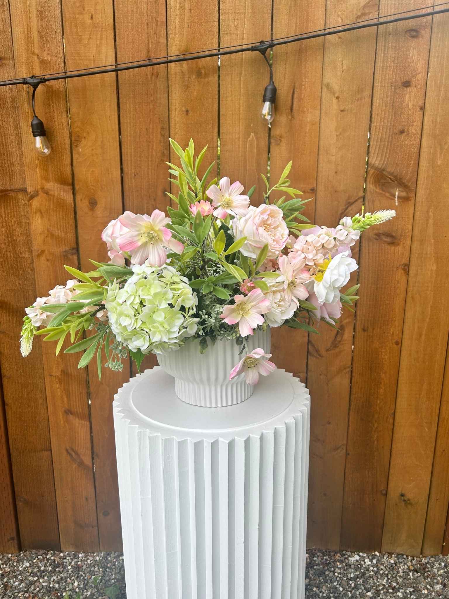 Blush, sage, and ivory floral styling and custom decor styled for a bridal shower in the greater Seattle area