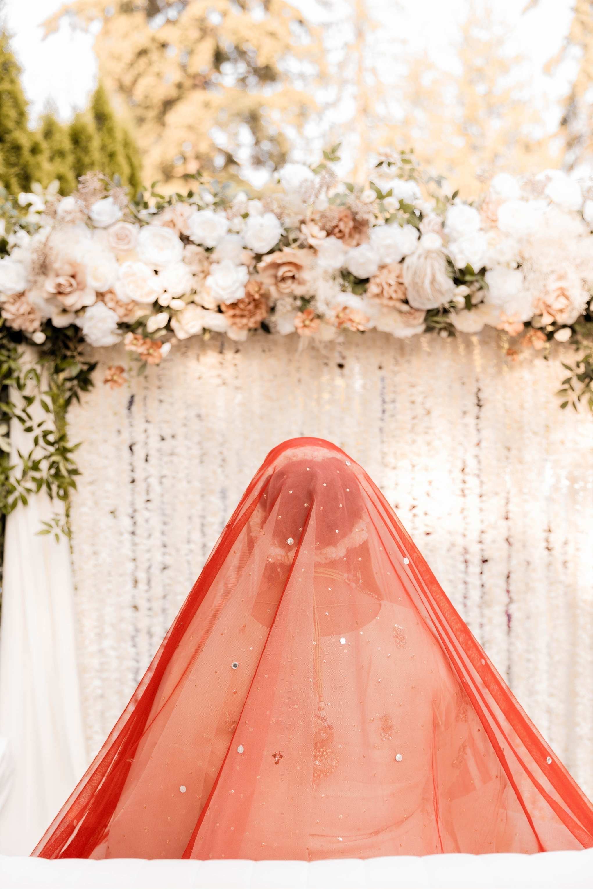 Ivory, peach, and emerald floral styling and custom decor styled for a Nikkah Ceremony in the greater Seattle area