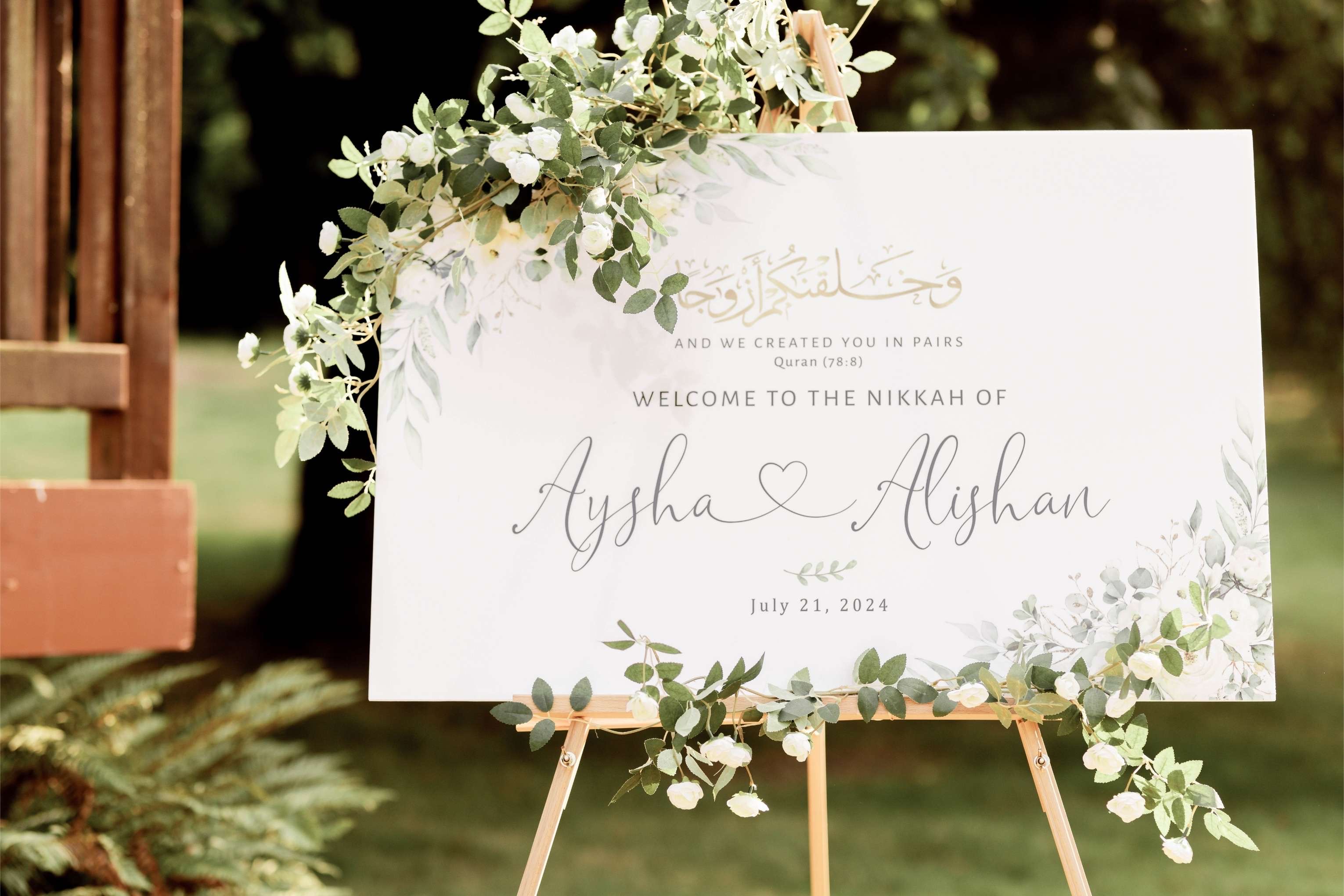 Poster Welcome Sign accent styling for a Nikkah Ceremony in the greater Seattle area