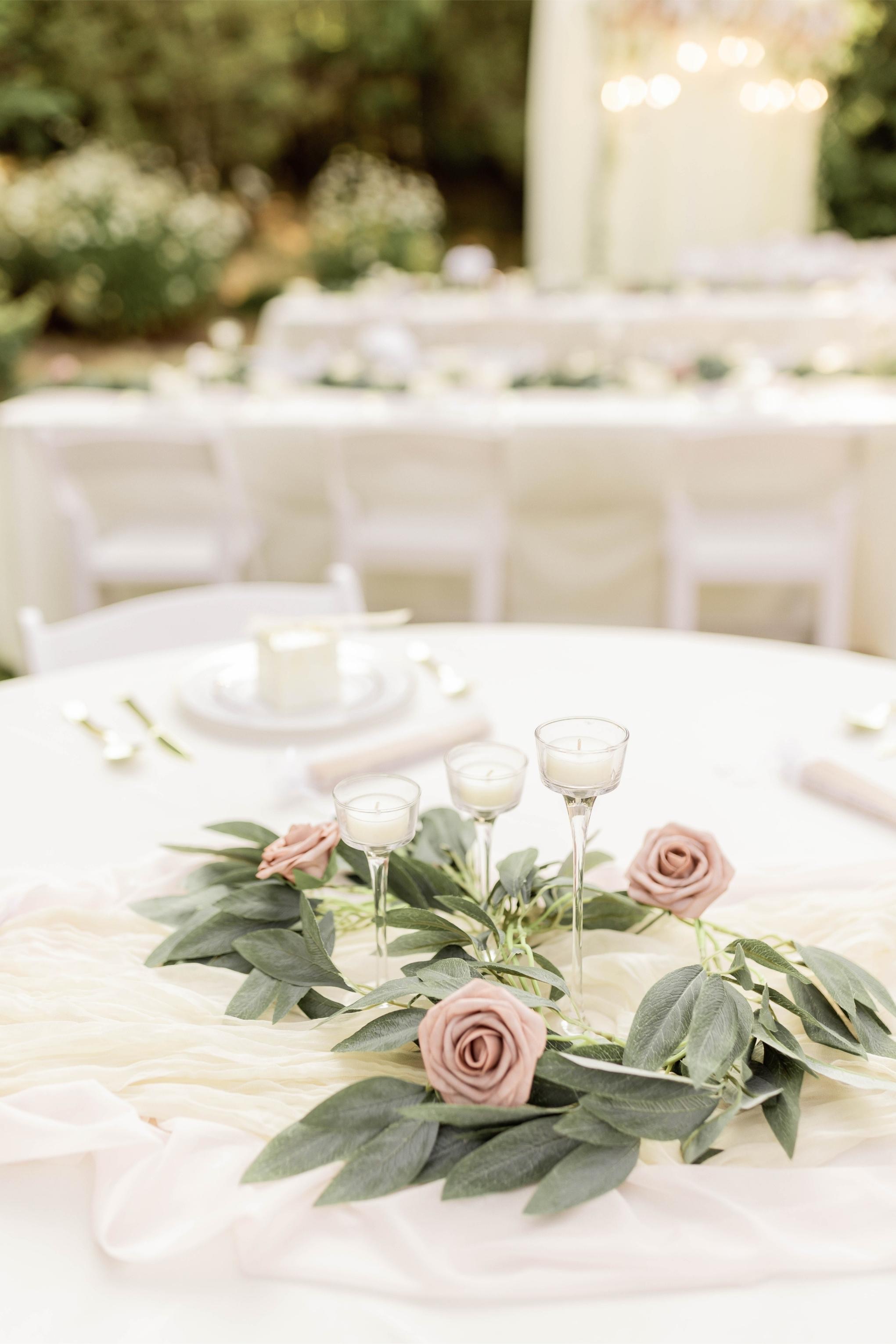 Luxury dusty rose, sage, and ivory organic floral styling for a Nikkah centerpiece in the greater Seattle area