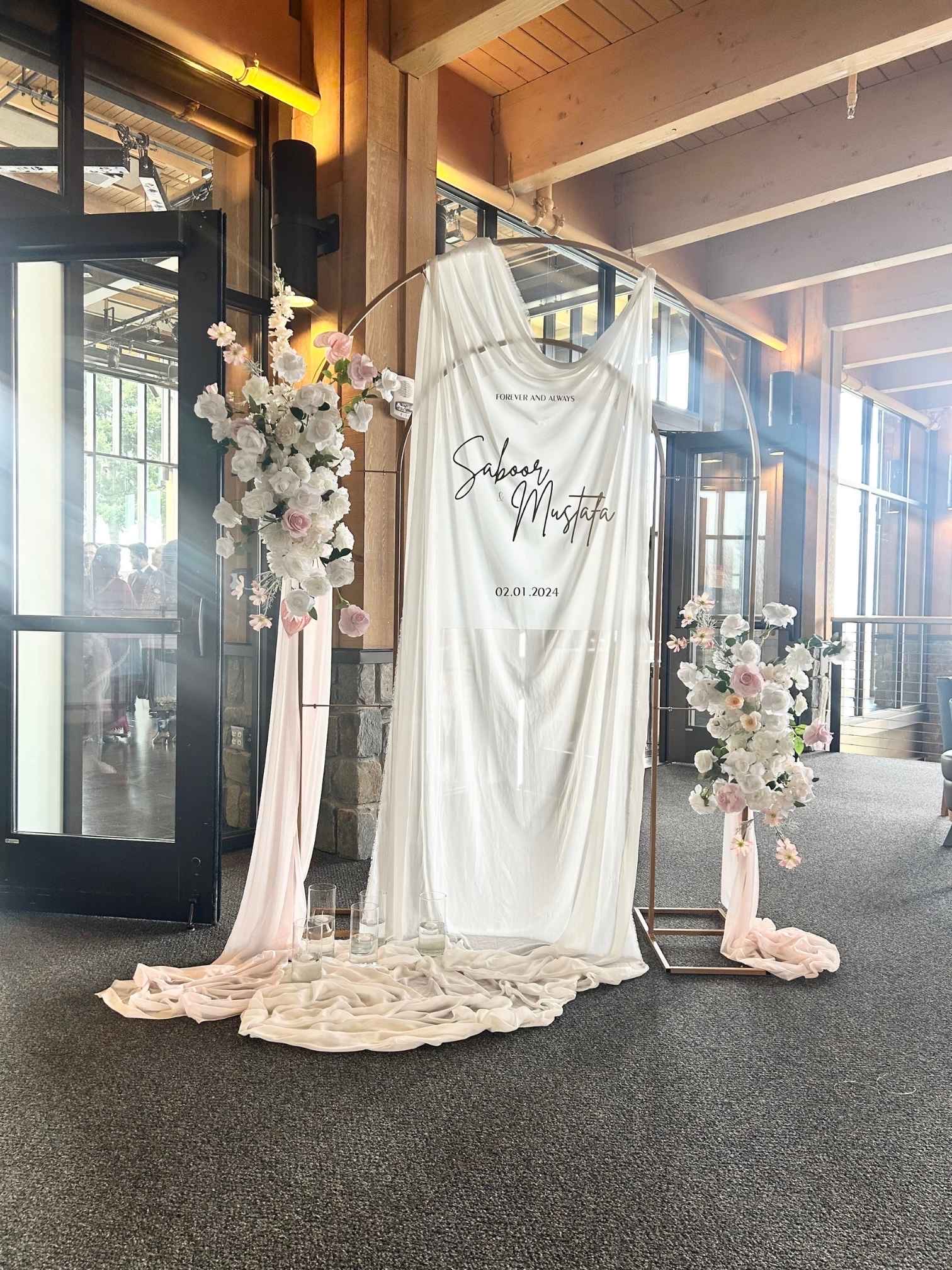 Welcome Display Package accent styling for a wedding at Rosehill Community Center